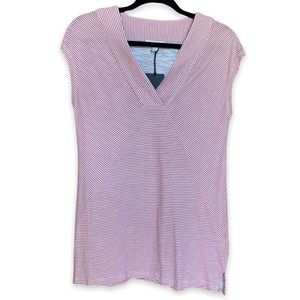 Jane & Delancey Red Striped V-Neck Top